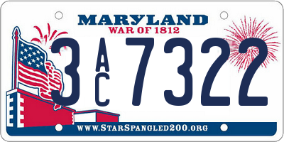 MD license plate 3AC7322