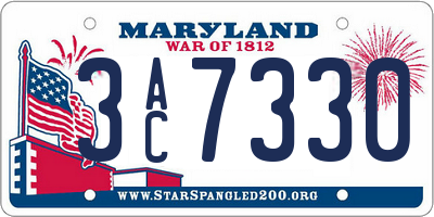 MD license plate 3AC7330