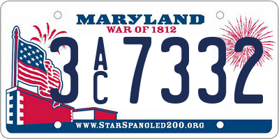 MD license plate 3AC7332