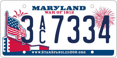 MD license plate 3AC7334
