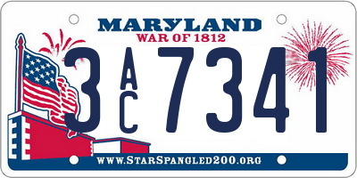 MD license plate 3AC7341