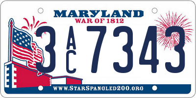MD license plate 3AC7343