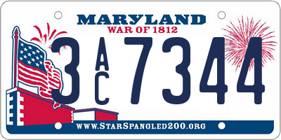 MD license plate 3AC7344