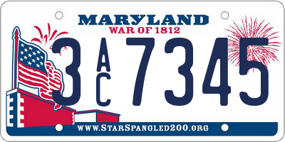 MD license plate 3AC7345