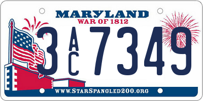MD license plate 3AC7349