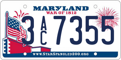 MD license plate 3AC7355