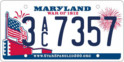 MD license plate 3AC7357