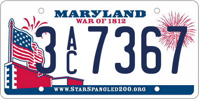 MD license plate 3AC7367