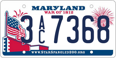 MD license plate 3AC7368