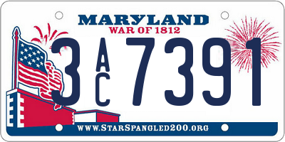 MD license plate 3AC7391