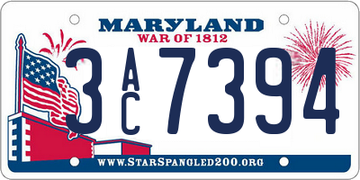 MD license plate 3AC7394