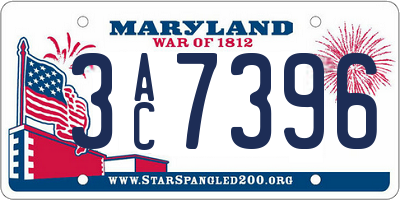 MD license plate 3AC7396