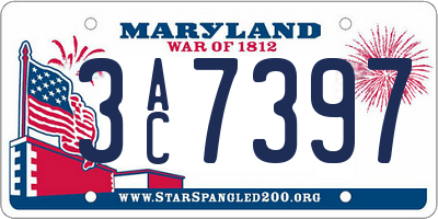 MD license plate 3AC7397