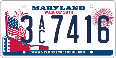 MD license plate 3AC7416