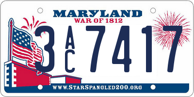 MD license plate 3AC7417