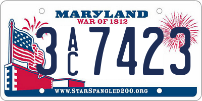 MD license plate 3AC7423