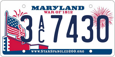 MD license plate 3AC7430