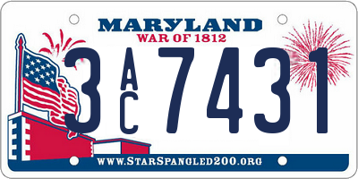 MD license plate 3AC7431
