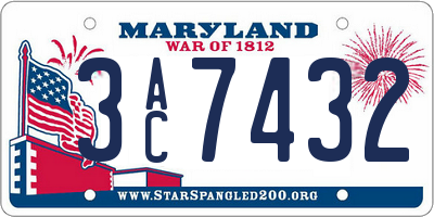 MD license plate 3AC7432