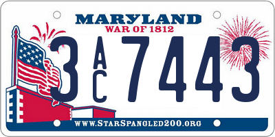 MD license plate 3AC7443