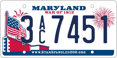 MD license plate 3AC7451