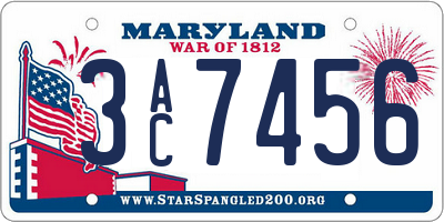 MD license plate 3AC7456