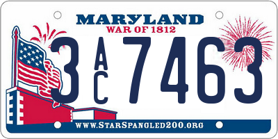 MD license plate 3AC7463