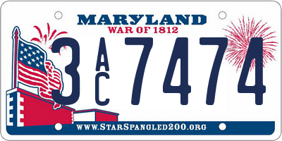 MD license plate 3AC7474