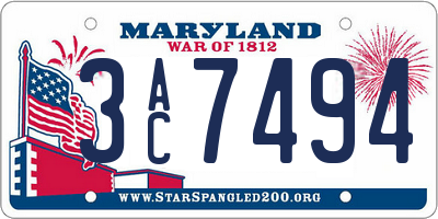 MD license plate 3AC7494