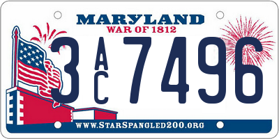 MD license plate 3AC7496