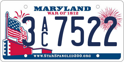 MD license plate 3AC7522