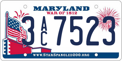 MD license plate 3AC7523