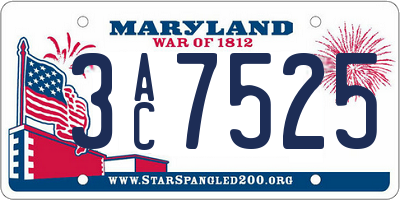 MD license plate 3AC7525