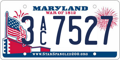 MD license plate 3AC7527