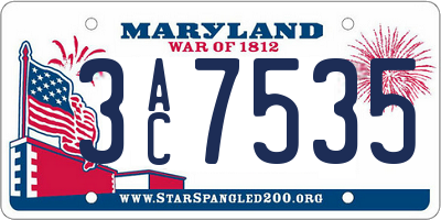 MD license plate 3AC7535