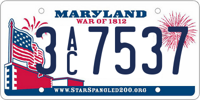 MD license plate 3AC7537