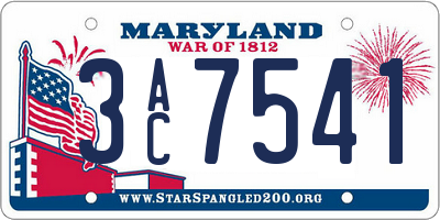 MD license plate 3AC7541