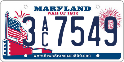 MD license plate 3AC7549