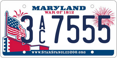 MD license plate 3AC7555