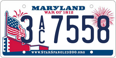 MD license plate 3AC7558