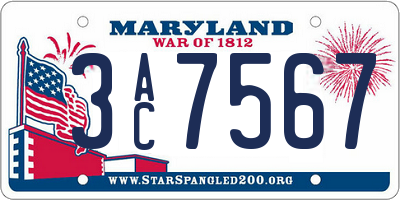 MD license plate 3AC7567