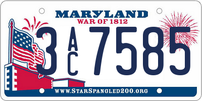 MD license plate 3AC7585