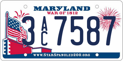 MD license plate 3AC7587