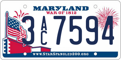 MD license plate 3AC7594