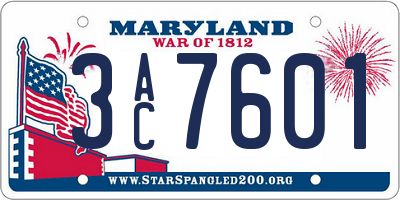 MD license plate 3AC7601