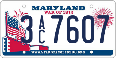 MD license plate 3AC7607