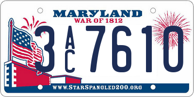 MD license plate 3AC7610