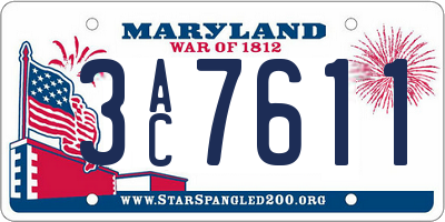 MD license plate 3AC7611