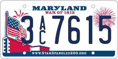 MD license plate 3AC7615