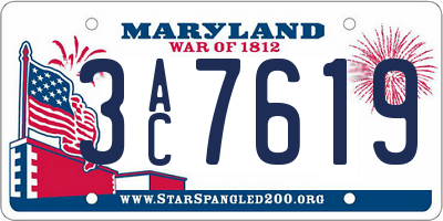 MD license plate 3AC7619